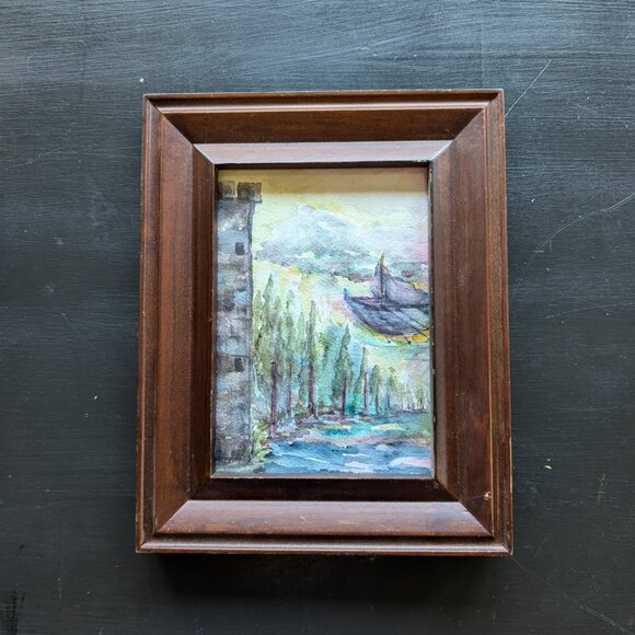 "Dream Flight" Original 5"x7" Framed Watercolor Painting - Fairytale Art - Picture 2 of 7